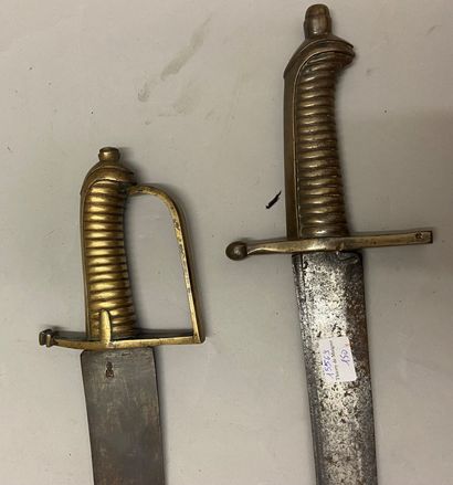 null Two sabers Briquet model 1767, one with cut branch, the other with a strong...