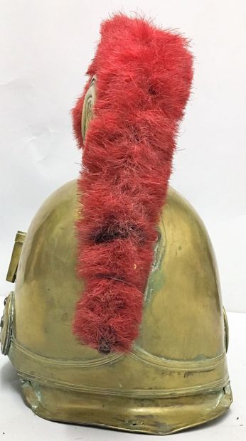 null Casque de sapeur pompier, Louis Philippe, Second Empire, chenille rouge (accidents,...