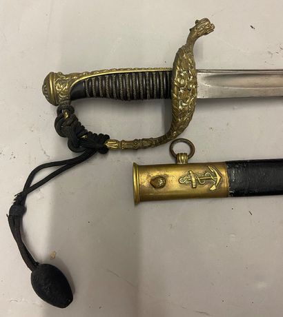 null Sabre d'officier de marine ou infanterie de marine, modèle 1837/72, garde en...