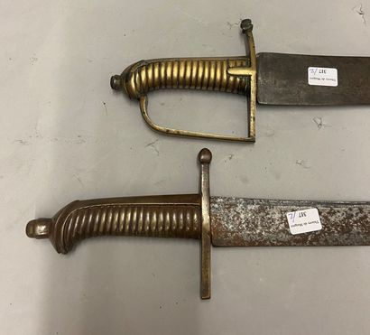 null Two sabers Briquet model 1767, one with cut branch, the other with a strong...