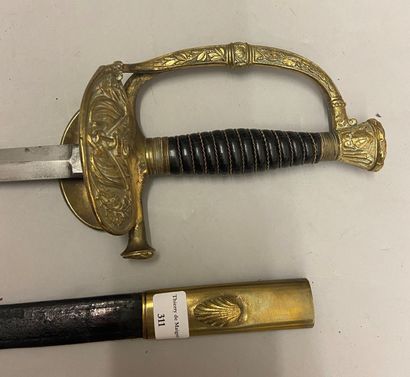 null Epée d'officier de santé de marine, modèle 1837/1873, garde en laiton ciselé...