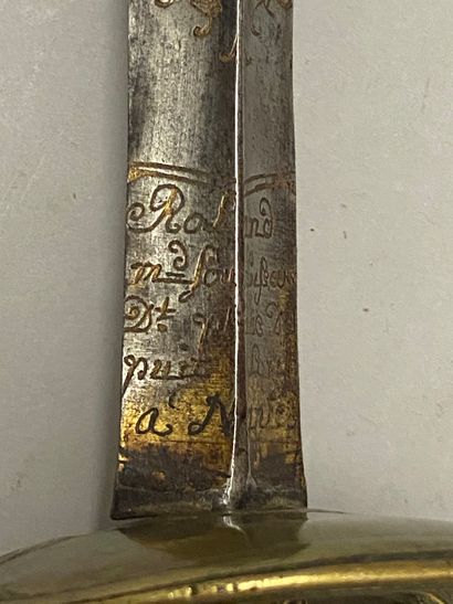 null Epée d'officier modèle 1767, garde en laiton ornée de filets (traces de dorure),...