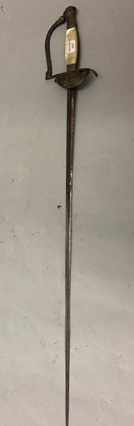 Marine officer sword, chased brass guard,...
