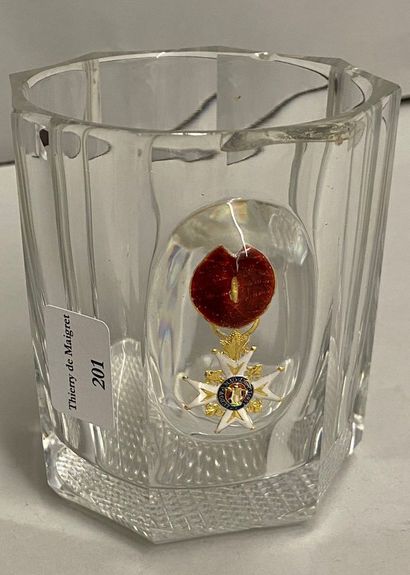 Glass bucket cut crystal with sides, decorated...
