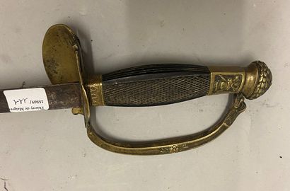 null Marine officer's sword, chased and gilded brass guard, keyboard decorated with...