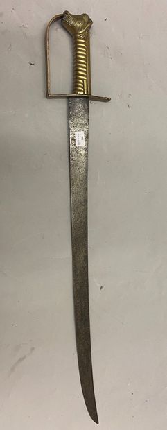 Curious sword lighter in melted brass, hilt...