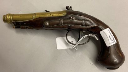 Pistolet de poche à silex, canon en bronze...