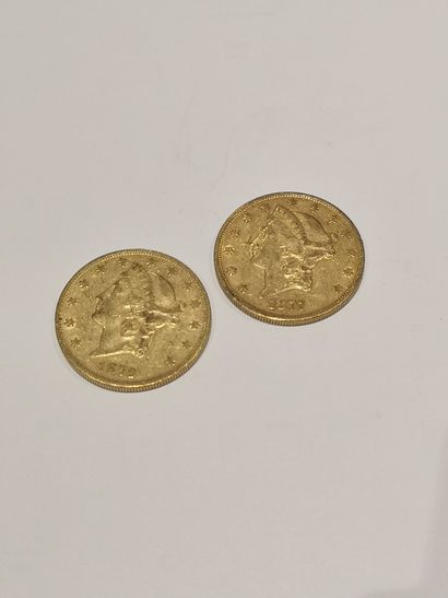 null 
2 pièces de 20 dollars modèle Liberté datées 1877 et 1879




Usures
