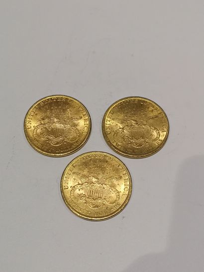 null 
3 pièces de 20 dollars modèle Liberté datées 1895




Usures
