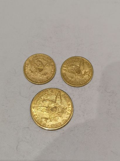 null 
Lot de 3 pièces en or comprenant :



Pièce de 10 dollars or modèle Liberté...