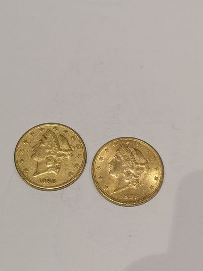 null 
2 pièces de 20 dollars modèle Liberté datées 1877 et 1879




Usures
