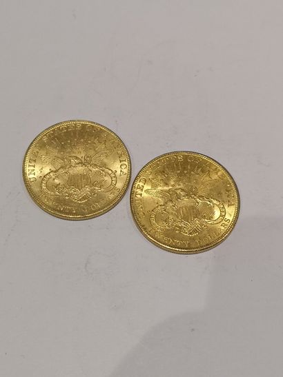  2 pièces de 20 dollars modèle Liberté datées 1904 
Usures 