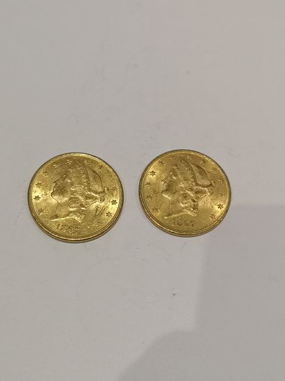 null 
2 pièces de 20 dollars modèle Liberté datées 1897




Usures
