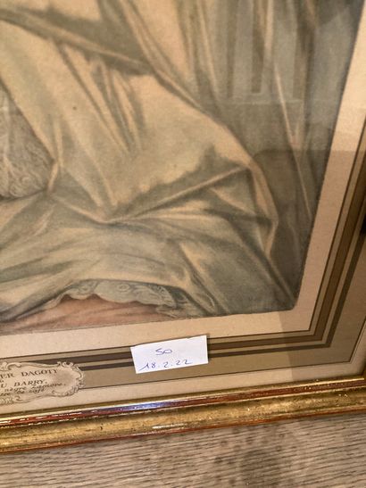 null Lot of 4 miscellaneous frames including a portrait of MMe du Barry after Dagoty,...