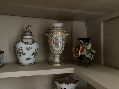 null Set of various ceramics: including small box in Gien, vases in Paris, miniature...