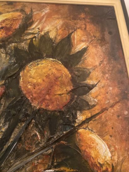 null School XXth century D. DEMARAIS

Bunch of sunflowers 

Oil on canvas and mixed...