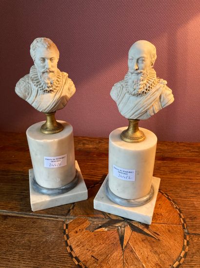 null Paire de bustes en biscuit sur colonne en marbre

Henri IV et Sully 

XIXème...