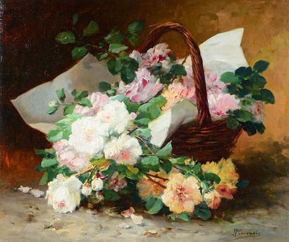 Henri CAUCHOIS (1850-1911) Bouquet de roses
Paire d'huiles sur toile signée en bas...