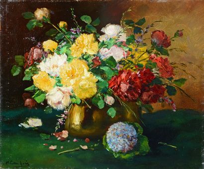 Henri CAUCHOIS (1850-1911) Bouquet de fleurs
Huile sur toile signée en bas à gauche
46...