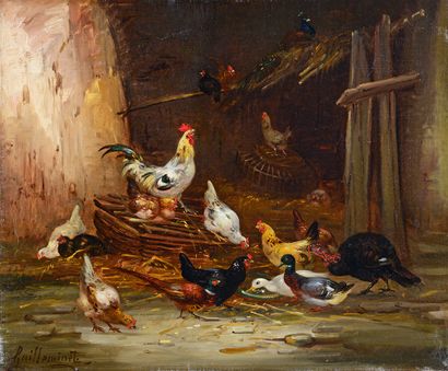 Claude GUILLEMINET (1821-1866) Henhouse
Oil on canvas signed lower left
54 x 65 ...