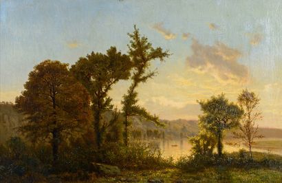Nestor SCHAFFERS (1826-1896) Lake landscape, 1861
Oil on canvas, signed and dated...