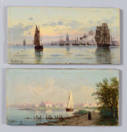 Michel WILLEMIGH (?-1891) Marines
Small pair of oils on panel signed lower left
7...
