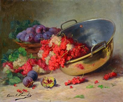 Alfred BRUNEL NEUVILLE (1852-1941) Nature morte aux groseilles
Paire d'huiles sur...