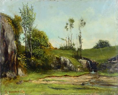 Gustave COURBET (1819-1877) et Cherubino PATA (1827-1899) Source d'un ruisseau sous...