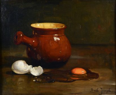 Joseph BAIL (1862-1921) L'œuf cassé
Huile sur toile, signée en bas à droite
39 x...