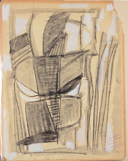 Nevrim NEJAD (1923-1995) Untitled, 1954
Drawing pasted on cardboard, signed and dated...