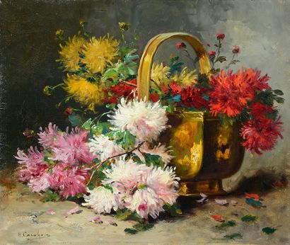 Henri CAUCHOIS (1850-1911) Jetée de fleurs
Paire d'huiles sur toile signée en bas...