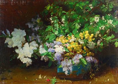 Antoine GRIVOLAS (1843-1902) Bouquet de fleurs
Huile sur toile signée en bas à gauche
45...