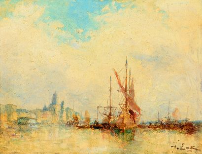 Jean-Etienne KARNEC (1865-1934) Marine
Oil on panel signed lower right 18.5 x 24...