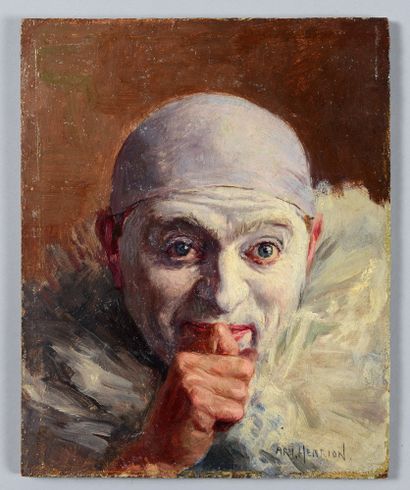 Armand HENRION (1875-1958) Le clown blanc
Huile sur panneau signée en bas à droite
21...