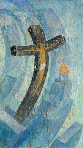 Yuri TITOV (1928-2017) Crucifixion
Oil on panel, signed and titled on the back
51...