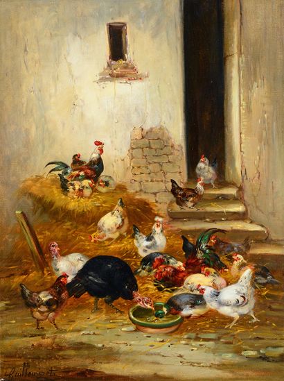 Claude GUILLEMINET (1821-1866) Basse-cour
Paire d'huiles sur toile signée en bas...