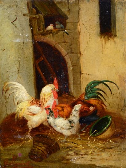 Claude GUILLEMINET (1821-1866) Farmyard
Oil on panel signed lower left
25 x 19 c...
