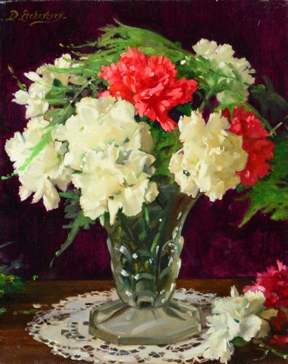 Denis ETCHEVERRY (1867-1950) Bouquet de fleurs
Huile sur toile signée en haut à gauche
35...