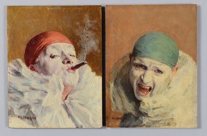 Armand HENRION (1875-1958) Autoportrait à la cigarette
La fureur
Paire d'huiles sur...
