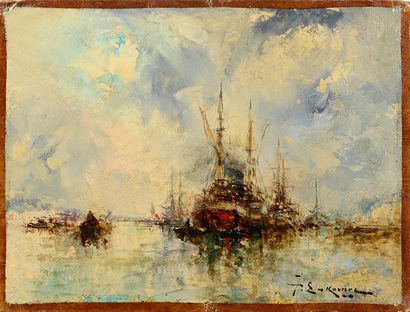 Jean-Etienne KARNEC (1865-1934) Marine
Oil on cardboard signed lower right
20 x 27...