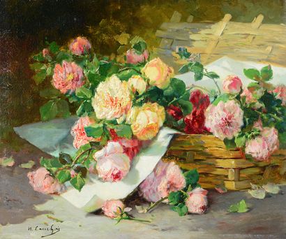 Henri CAUCHOIS (1850-1911) Jetée de fleurs
Paire d'huiles sur toile signée en bas...