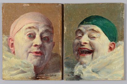 Armand HENRION (1875-1958) Autoportrait au bonnet rose
Autoportrait au bonnet vert
Paire...