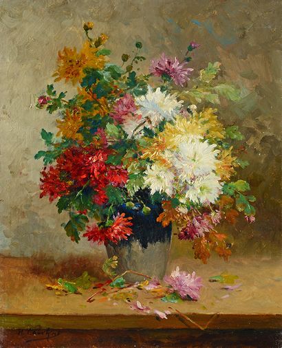 Henri CAUCHOIS (1850-1911) Bouquet de fleurs
Paire d'huiles sur toile signée en bas...