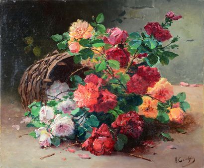Henri CAUCHOIS (1850-1911) Bouquets de fleurs rouges
Paire d'huiles sur toile signée...