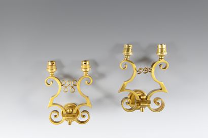 Jules LELEU (1883-1961) (attribué à) Pair of sconces with two arms of light. Proof...