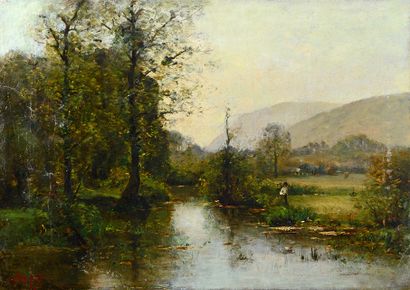 Louis-Aimé JAPY (1840-1916) Ruisseau
Huile sur toile signée en bas à gauche
33 x...