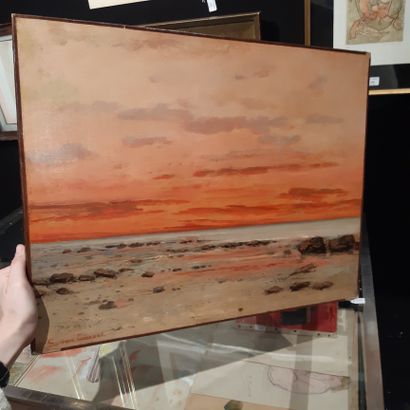 Gustave COURBET (1819-1877) et Collaboration 
La plage, ciel orange



Huile sur...
