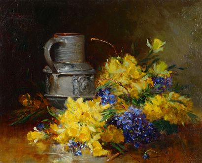 Henri CAUCHOIS (1850-1911) Bouquet de fleurs
Paire d'huiles sur toiles signée en...