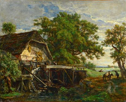 Théodore FOURMOIS (1814-1871) Moulin à eau
Huile sur toile signée en bas à droite,...