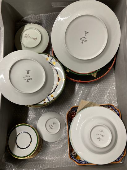 null Lot of porcelain and earthenware various Puyforcat model Egypt,: plates, saucers,...